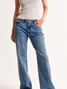 Abercrombie baggy low rise Blue Denim Jeans size 29 XLONG